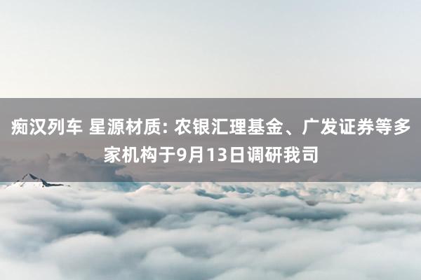 痴汉列车 星源材质: 农银汇理基金、广发证券等多家机构于9月13日调研我司