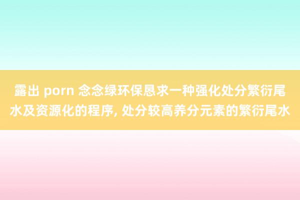 露出 porn 念念绿环保恳求一种强化处分繁衍尾水及资源化的程序， 处分较高养分元素的繁衍尾水