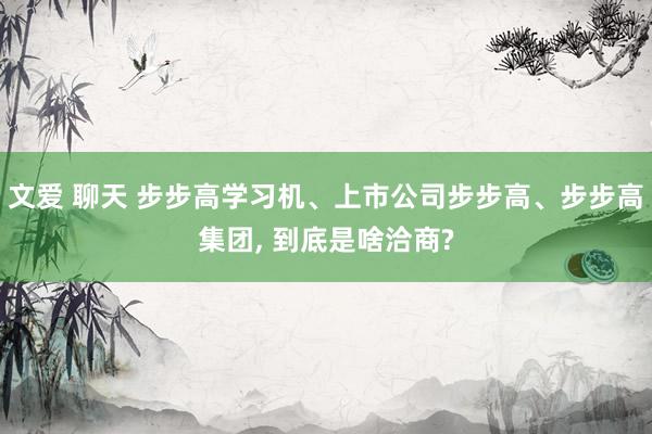文爱 聊天 步步高学习机、上市公司步步高、步步高集团， 到底是啥洽商?