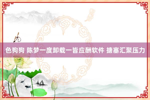 色狗狗 陈梦一度卸载一皆应酬软件 搪塞汇聚压力