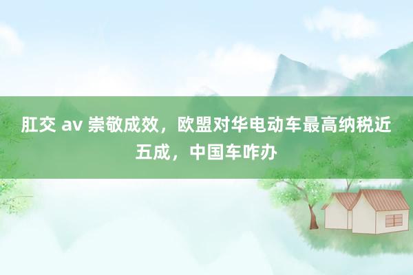 肛交 av 崇敬成效，欧盟对华电动车最高纳税近五成，中国车咋办