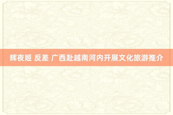 辉夜姬 反差 广西赴越南河内开展文化旅游推介