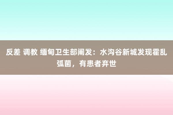 反差 调教 缅甸卫生部阐发：水沟谷新城发现霍乱弧菌，有患者弃世