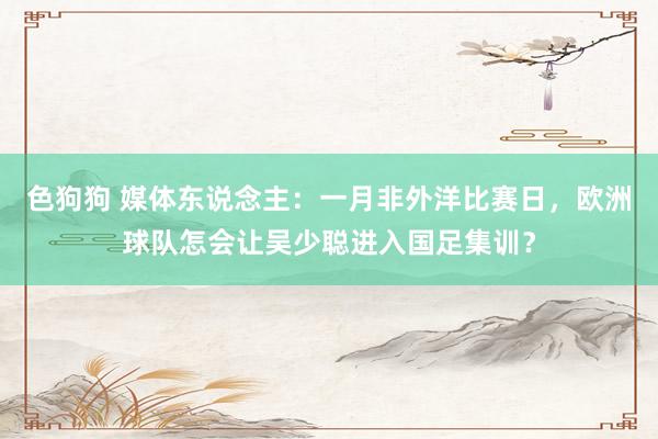 色狗狗 媒体东说念主:一月非外洋比赛日,欧洲球队怎会让吴少聪进入国足集训?