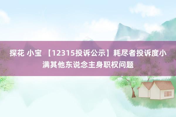 探花 小宝 【12315投诉公示】耗尽者投诉度小满其他东说念主身职权问题