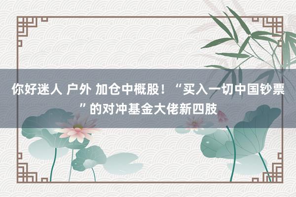你好迷人 户外 加仓中概股！“买入一切中国钞票”的对冲基金大佬新四肢