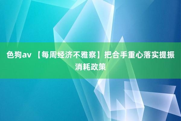 色狗av 【每周经济不雅察】把合手重心落实提振消耗政策