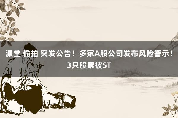 澡堂 偷拍 突发公告！多家A股公司发布风险警示！3只股票被ST