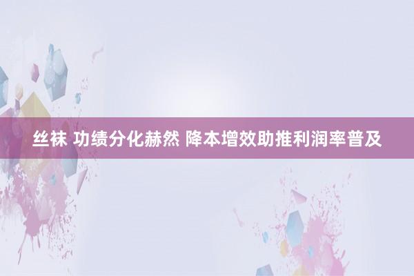丝袜 功绩分化赫然 降本增效助推利润率普及