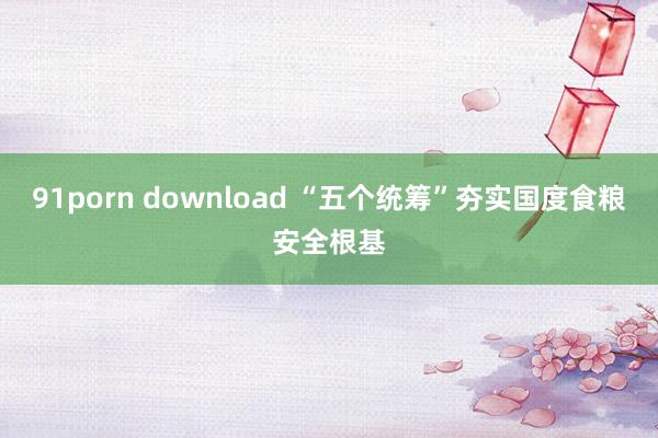 91porn download “五个统筹”夯实国度食粮安全根基