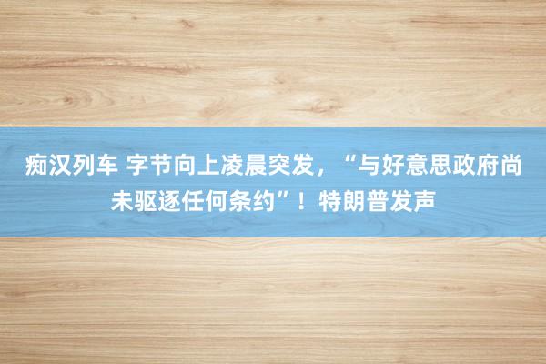 痴汉列车 字节向上凌晨突发，“与好意思政府尚未驱逐任何条约”！特朗普发声