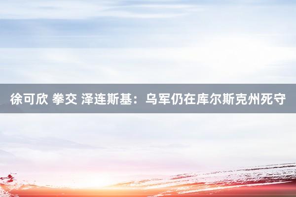 徐可欣 拳交 泽连斯基：乌军仍在库尔斯克州死守