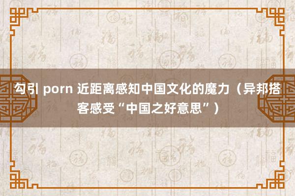 勾引 porn 近距离感知中国文化的魔力（异邦搭客感受“中国之好意思”）