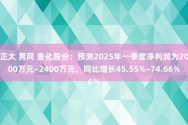 正太 男同 壶化股份：预测2025年一季度净利润为2000万元~2400万元，同比增长45.55%~74.66%