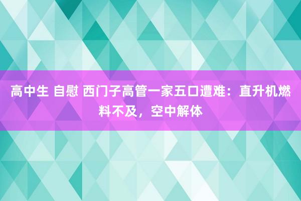 高中生 自慰 西门子高管一家五口遭难：直升机燃料不及，空中解体