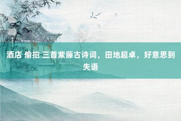 酒店 偷拍 三首紫藤古诗词，田地超卓，好意思到失语