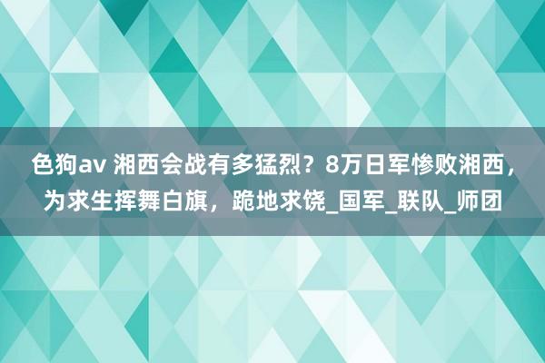 色狗av 湘西会战有多猛烈？8万日军惨败湘西，为求生挥舞白旗，跪地求饶_国军_联队_师团