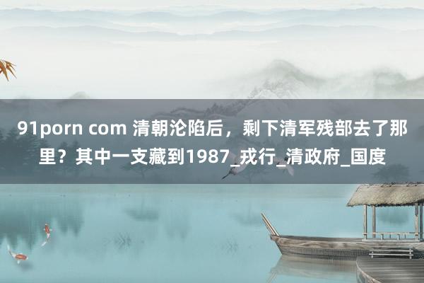 91porn com 清朝沦陷后，剩下清军残部去了那里？其中一支藏到1987_戎行_清政府_国度