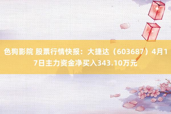 色狗影院 股票行情快报：大捷达（603687）4月17日主力资金净买入343.10万元