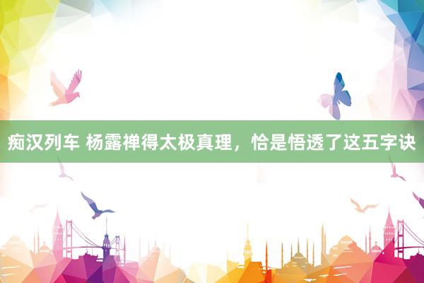 痴汉列车 杨露禅得太极真理，恰是悟透了这五字诀