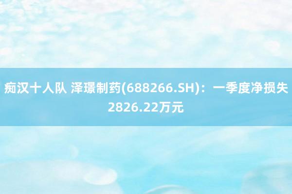 痴汉十人队 泽璟制药(688266.SH)：一季度净损失2826.22万元
