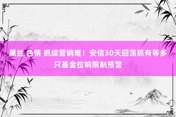 黑丝 色情 抓续营销难！安信30天回荡抓有等多只基金拉响限制预警