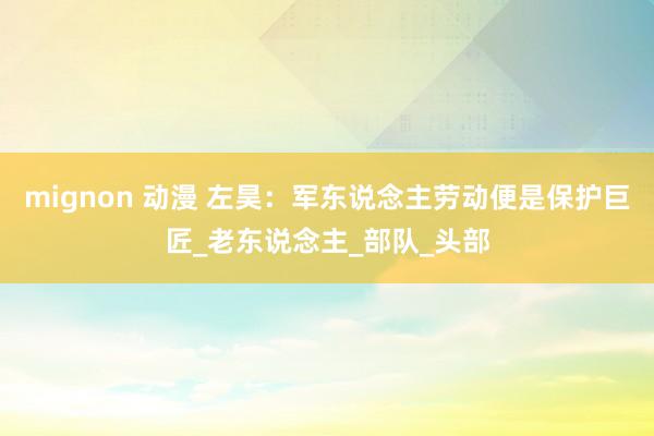 mignon 动漫 左昊：军东说念主劳动便是保护巨匠_老东说念主_部队_头部