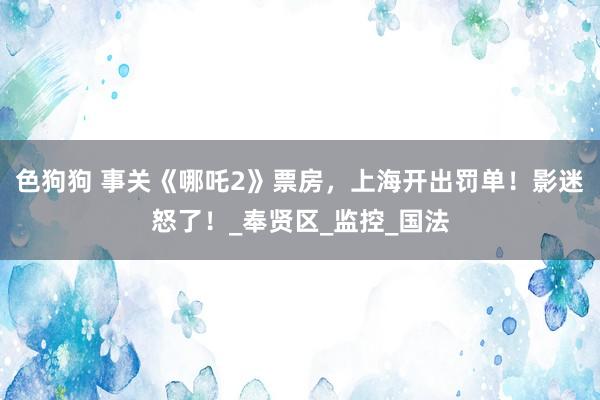 色狗狗 事关《哪吒2》票房，上海开出罚单！影迷怒了！_奉贤区_监控_国法