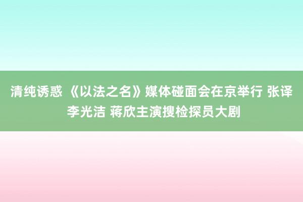 清纯诱惑 《以法之名》媒体碰面会在京举行 张译 李光洁 蒋欣主演搜检探员大剧
